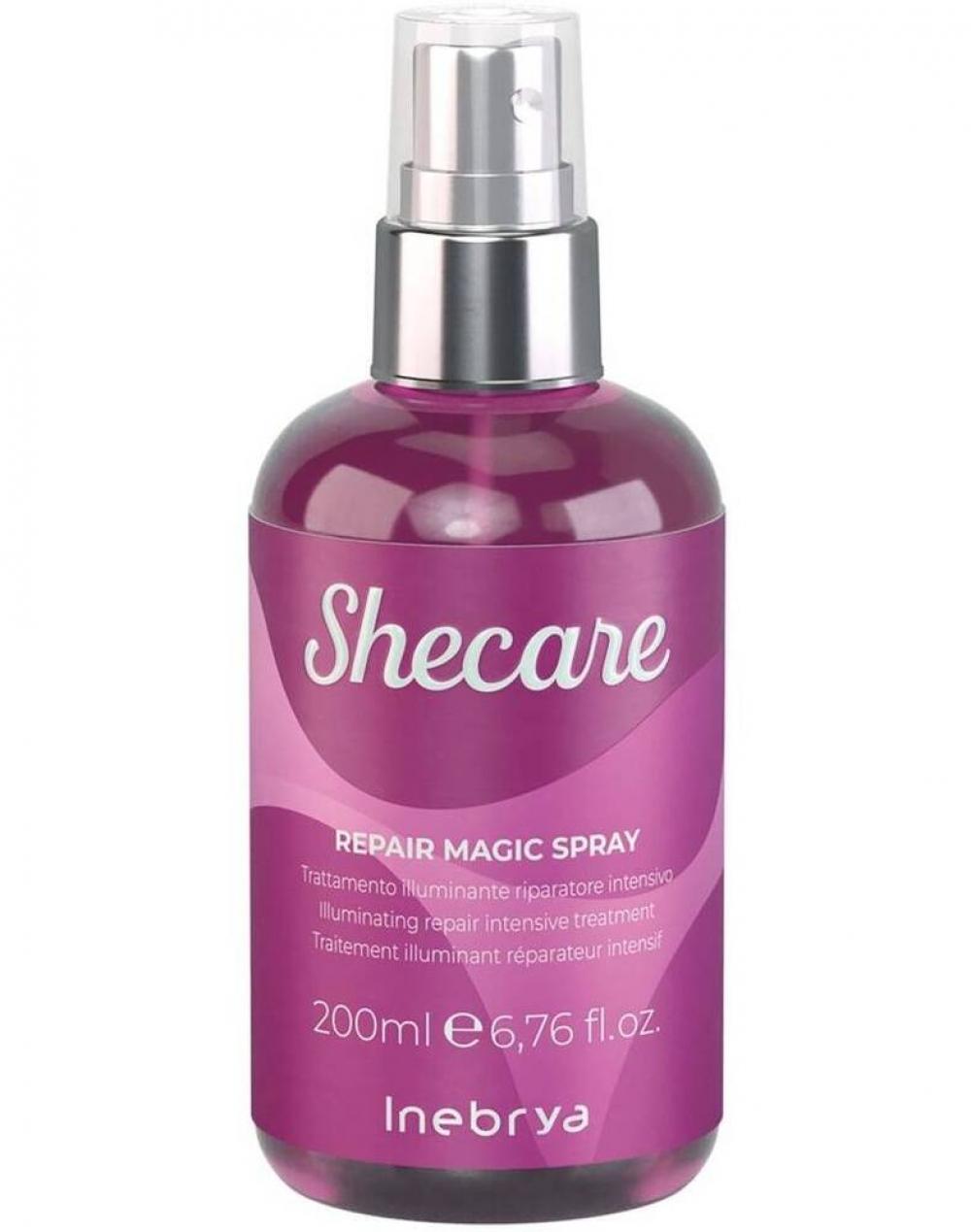 Ремонт magic. Инебрия SHECARE. Спрей для волос восстанавливающий. Magic Spray для волос. SHECARE шампунь.